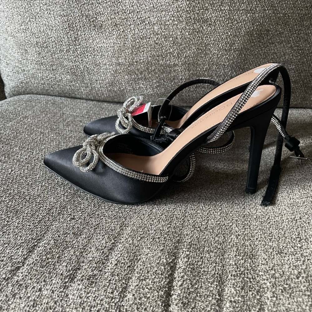 BCBGeneration Black Heels with Silver Accents - Picture 3 of 6